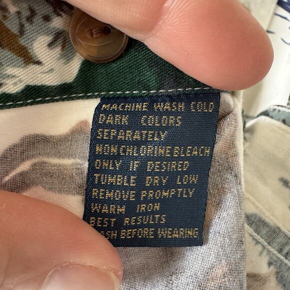 Vintage Chaps Ralph Lauren Men’s M Button Down Shirt Scenic Wilderness All Over - Picture 6 of 15